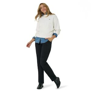 NWT Lee Women's Relaxed Fit Mid Rise Straight Leg Pants in Black‎ Size 12